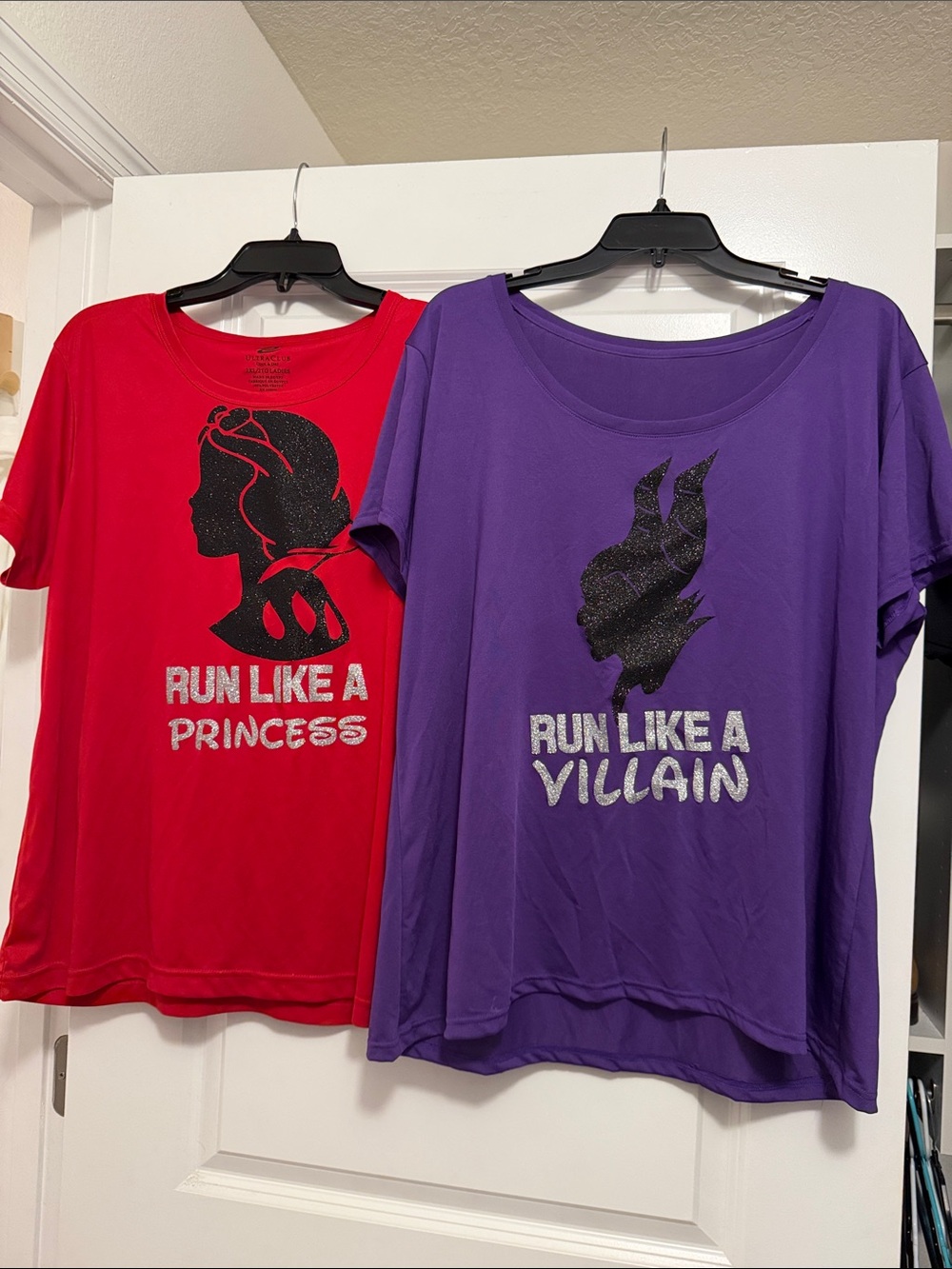 Glitter polyester running shirts - Run Like a Princess, Run Like a Villain!